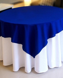 Detalhes do produto Aluguel de toalha redonda branca com cobre mancha Azul